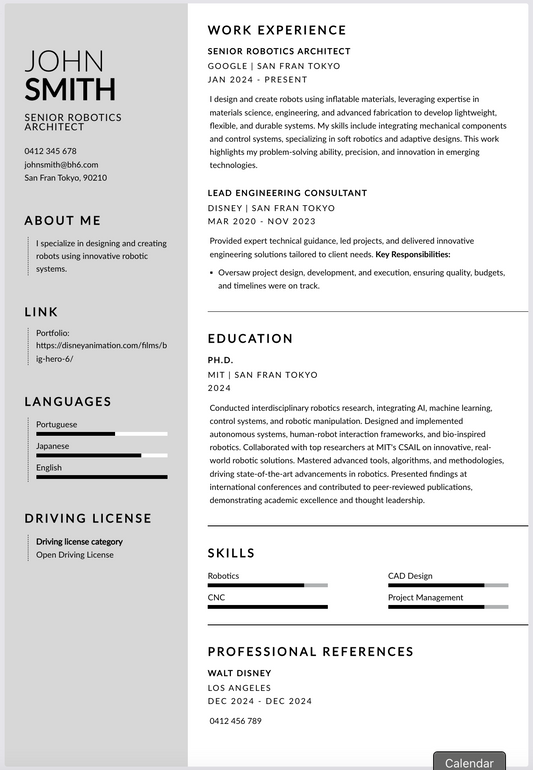 Bespoke Professional Resume